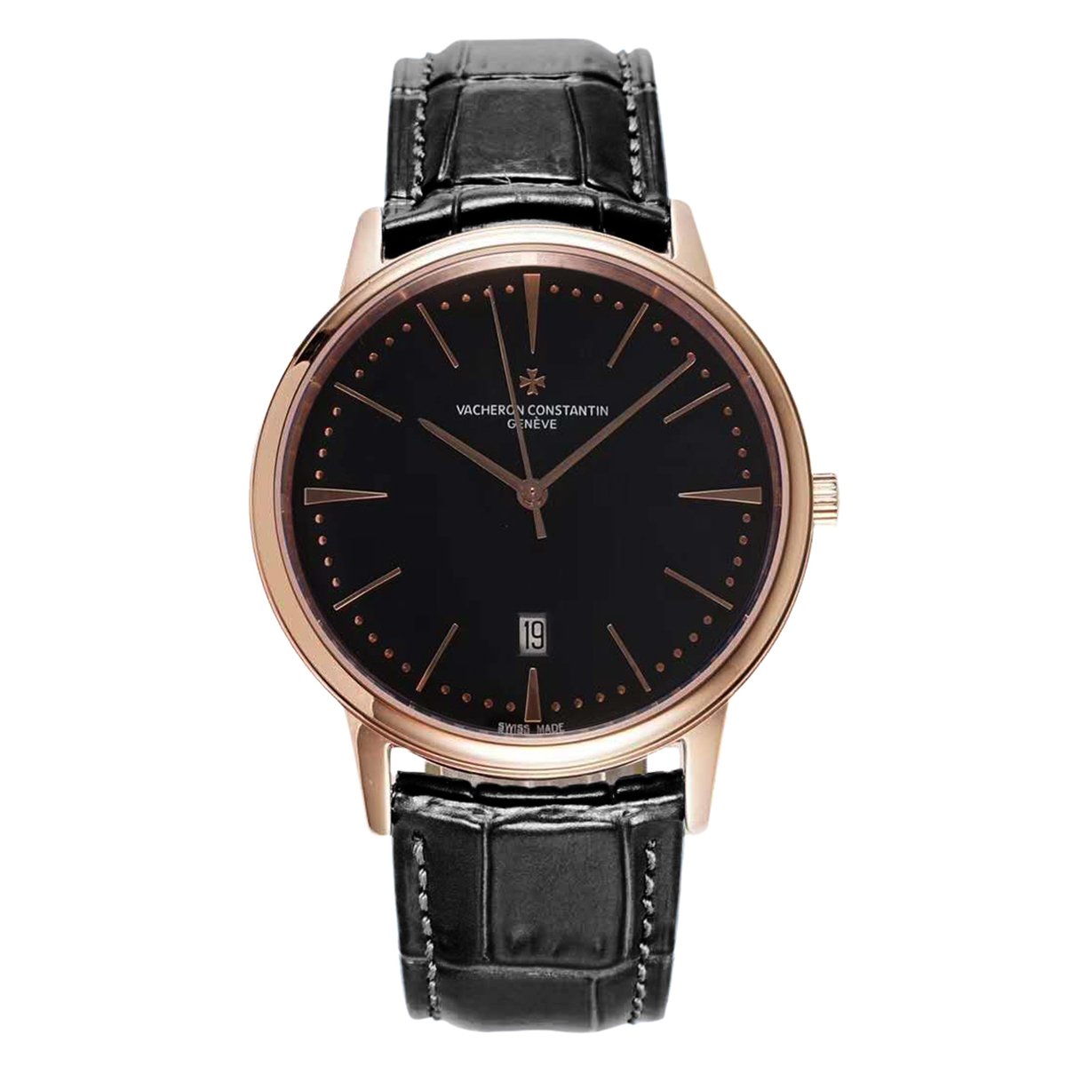 Patrimony Black Dial in Pink Gold Ref: 85180