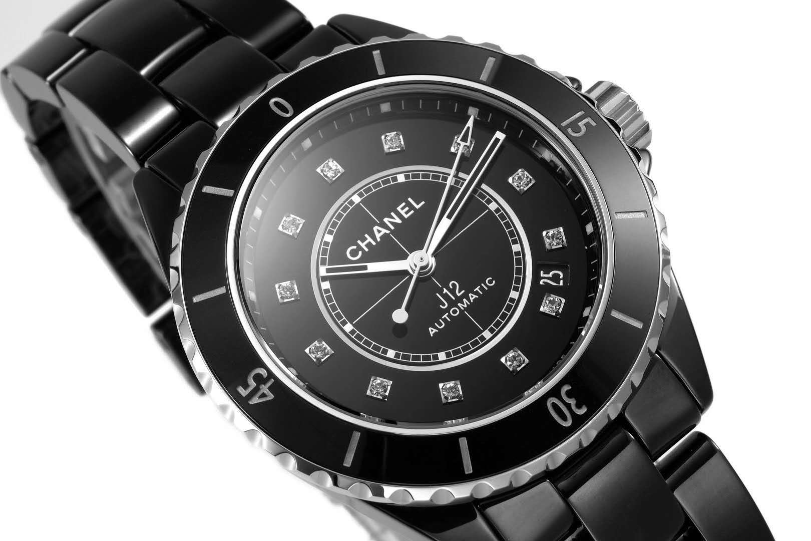 J12 Black Ceramic and Steel with D1am0nd Markers Ref: H5697