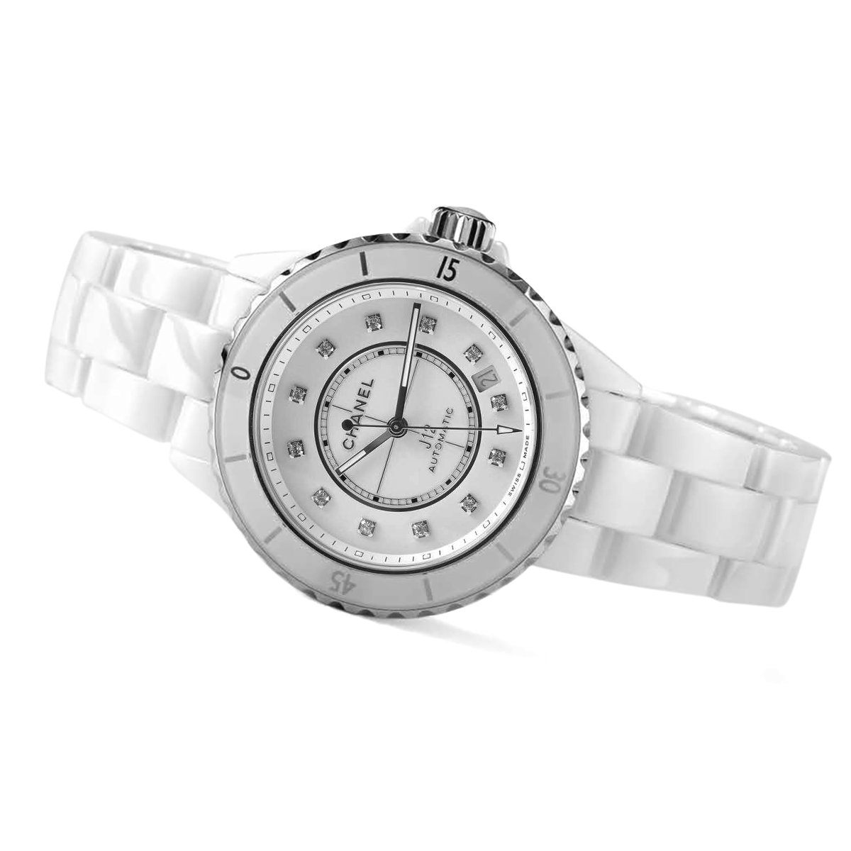 J12 White Ceramic and Steel with D1am0nd Markers Ref: H5705