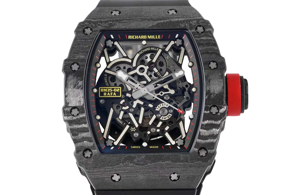 RM 035-02 Rafael Nadal NTPT Carbon on Black Rubber Strap