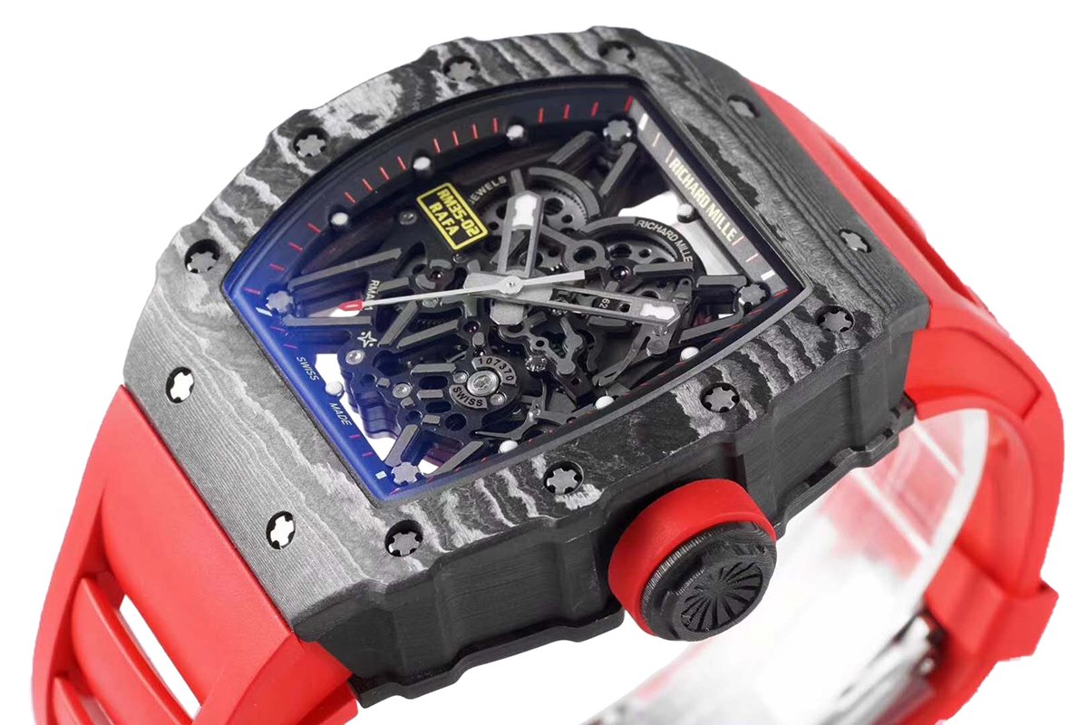 RM 035-02 Rafael Nadal NTPT Carbon on Red Rubber Strap