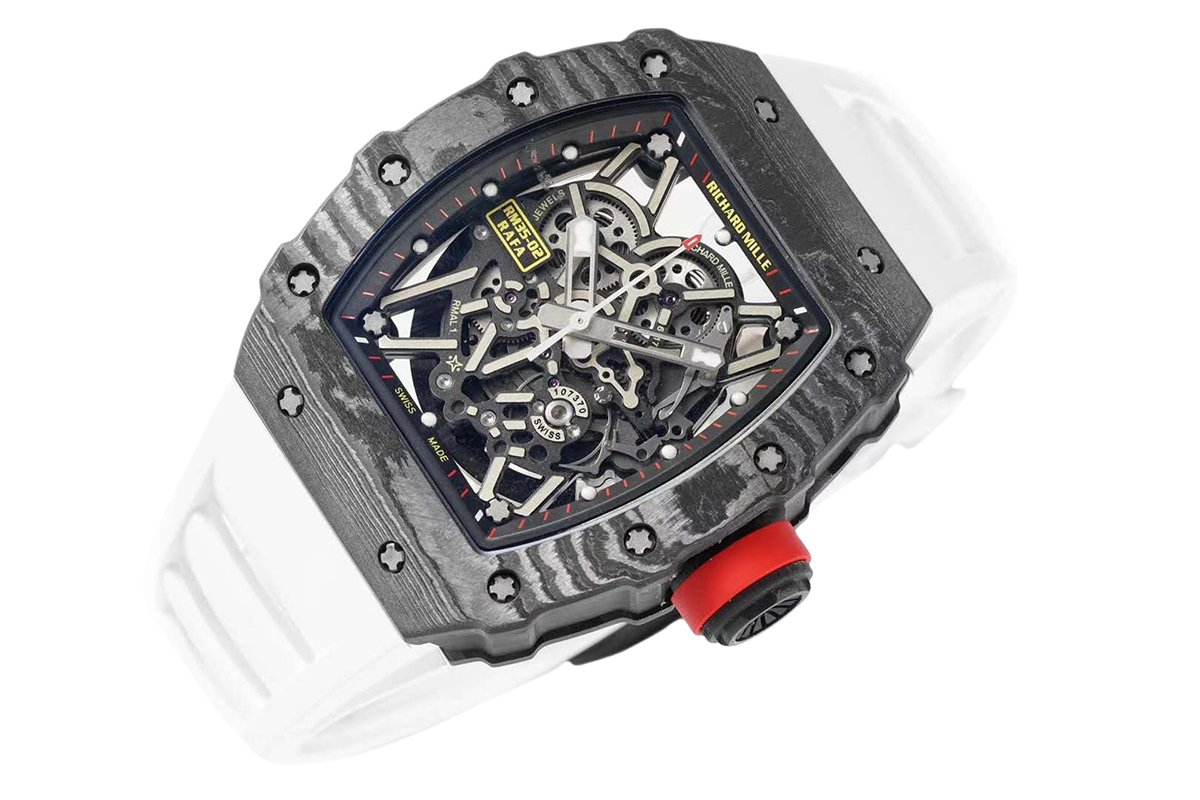 RM 035-02 Rafael Nadal NTPT Carbon on White Rubber Strap
