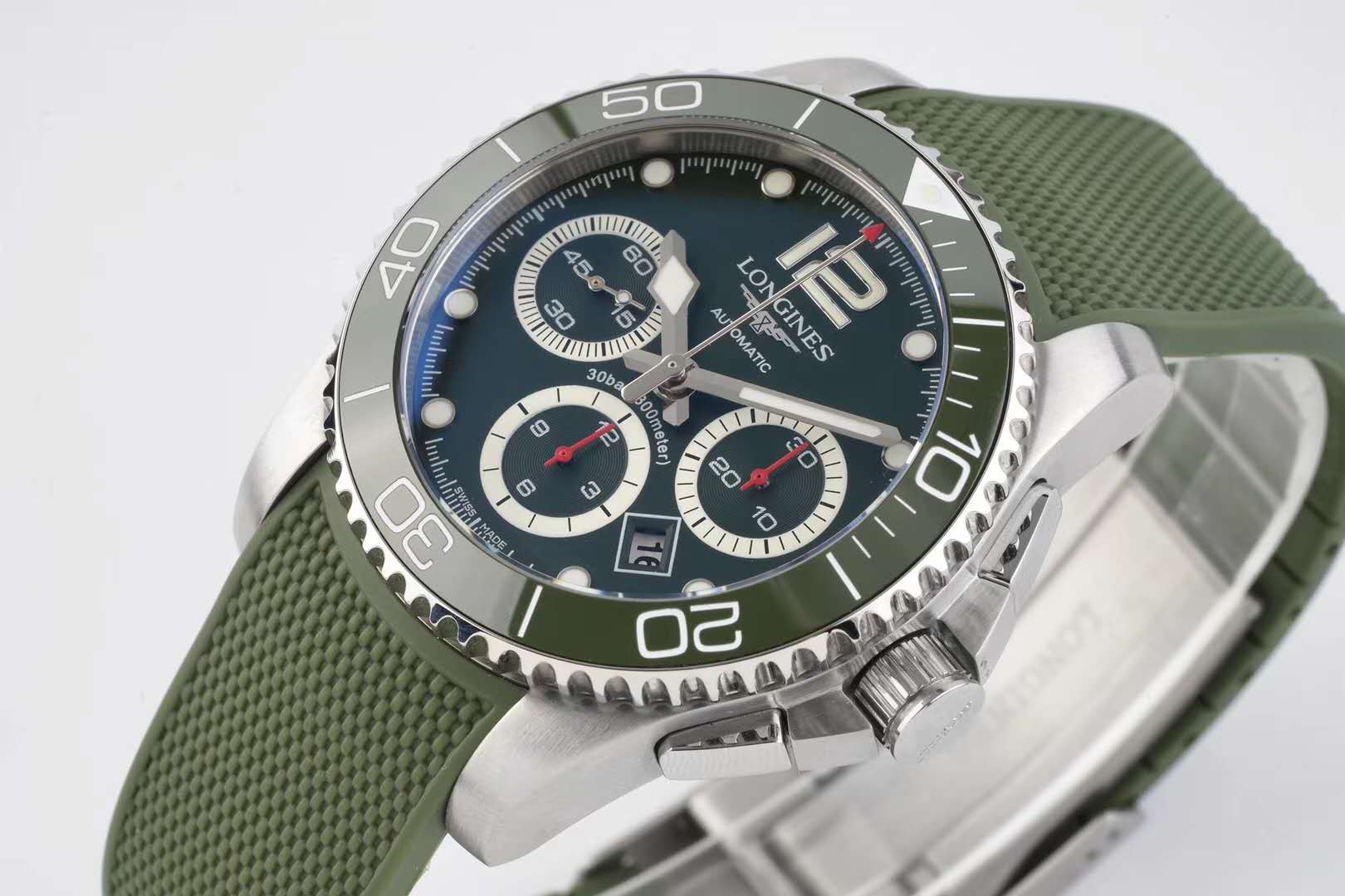 Hydroconquest Green Dial on Rubber Strap