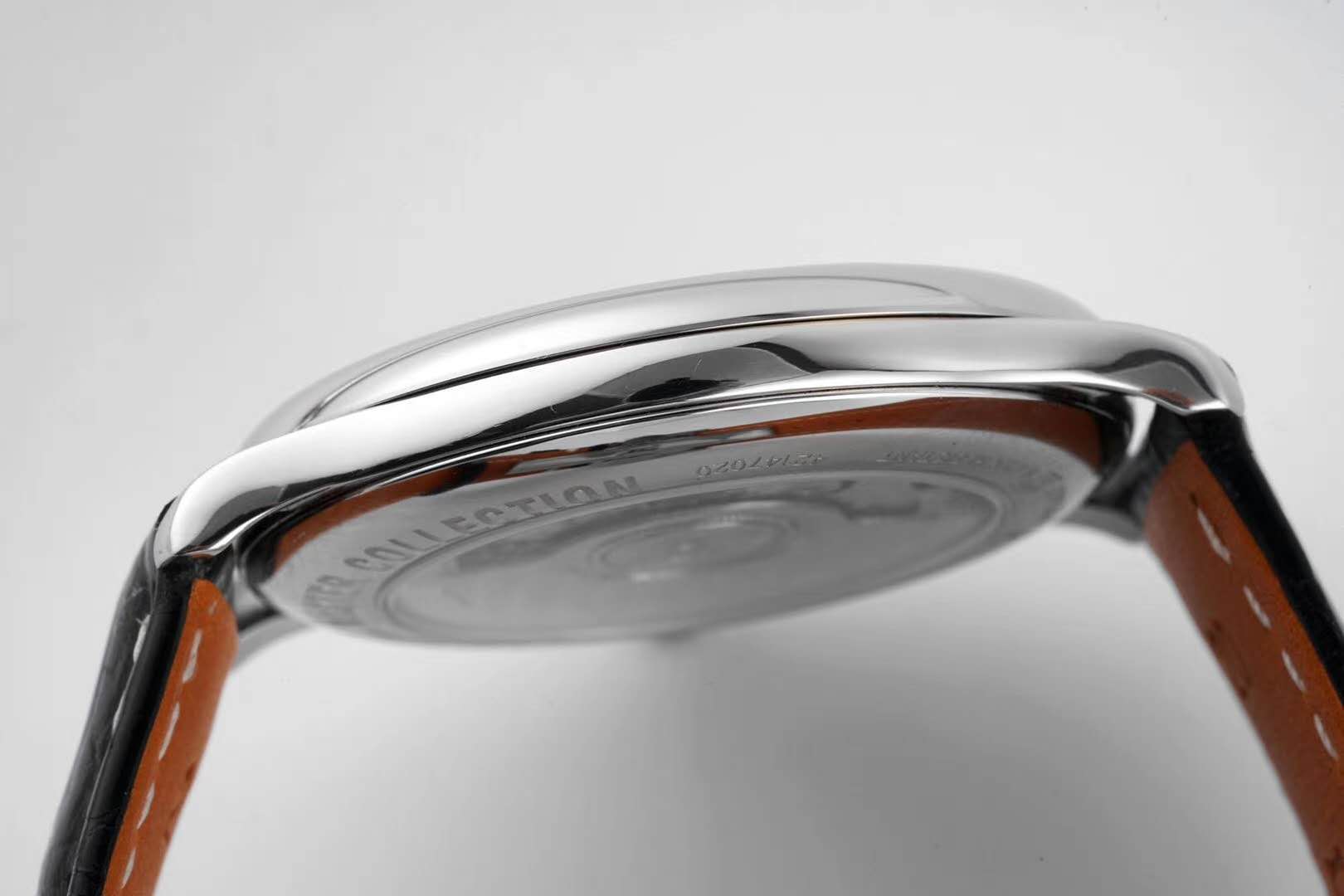 Master Collection White Dial on Black Leather Strap