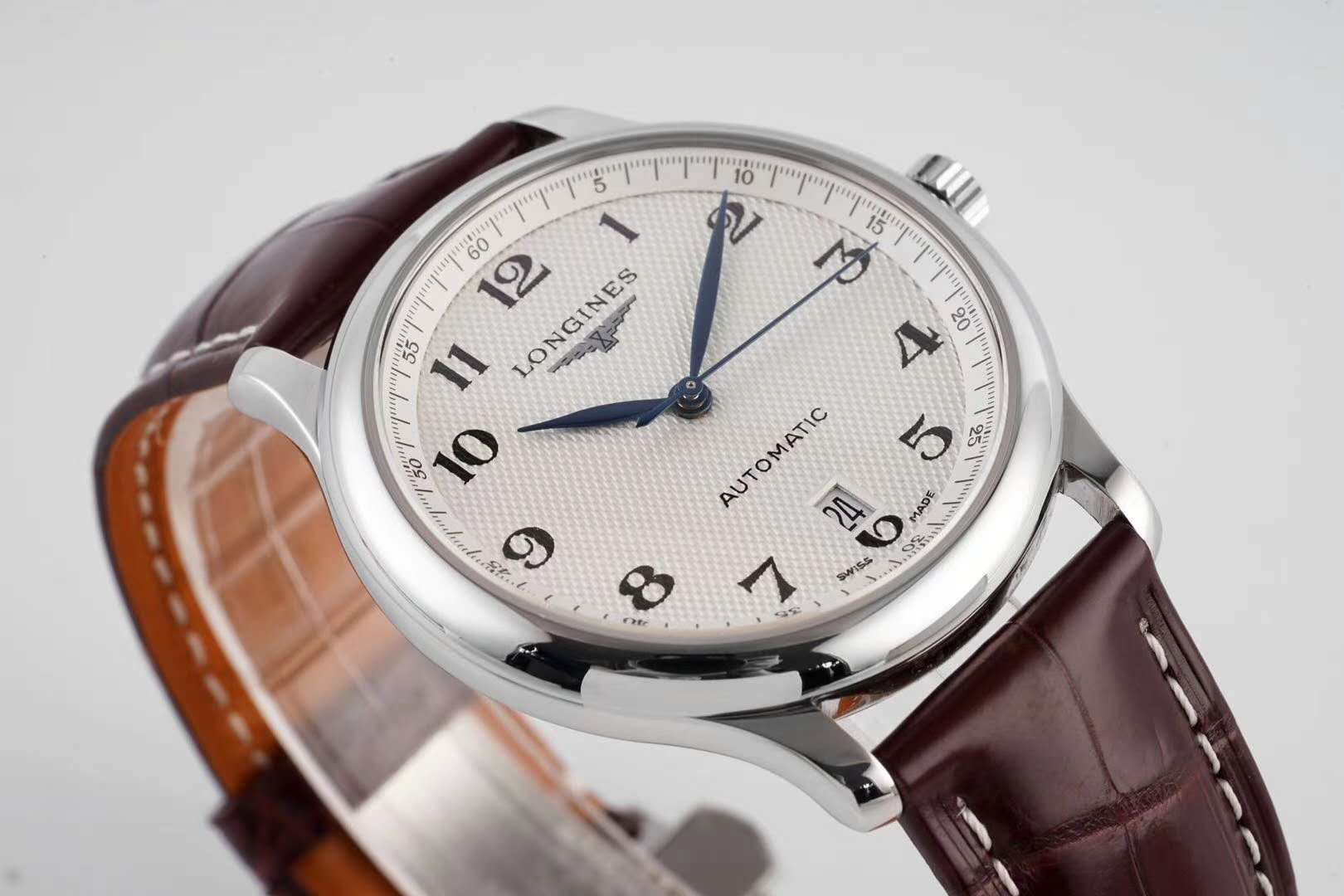 Master Collection White Dial on Brown Leather Strap