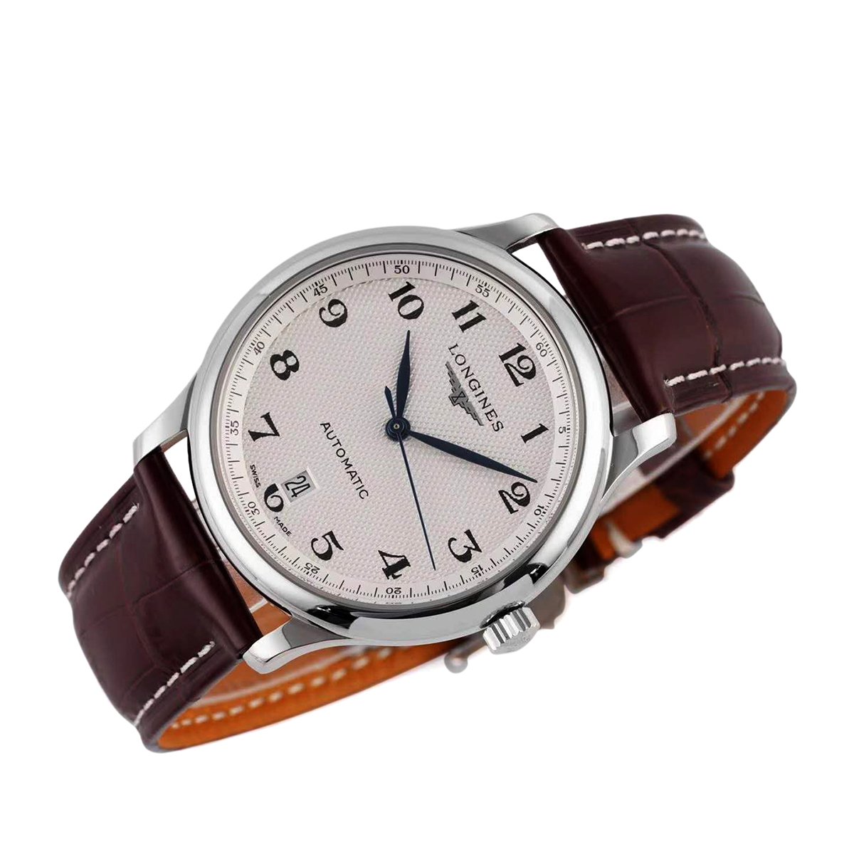 Master Collection White Dial on Brown Leather Strap