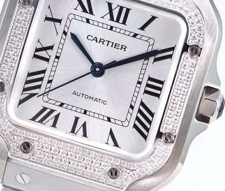 Santos de Ca*t1er White Dial with D1am0nd Bezel in Steel