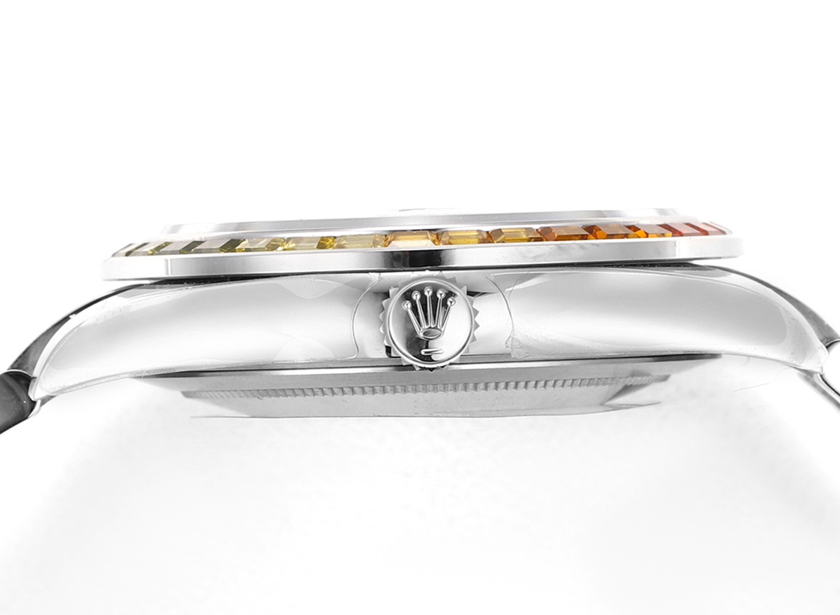 Datejust 41 T*f*ny Blue Dial Stick Markers with Rainbow D1am0nd Bezel in Steel on Oyster Bracelet